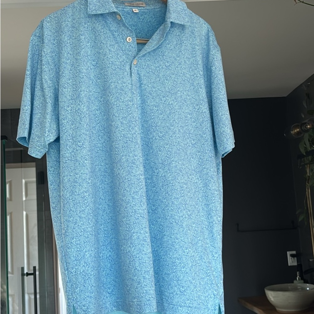 Peter Millar Sky Blue Patterned Polo Shirt